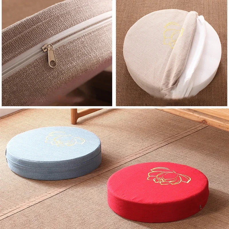 40X6CM Embroidered Yoga Meditate PEP Hard Texture Meditation Cushion Backrest Pillow Japanese Tatami Mat Removable Washable